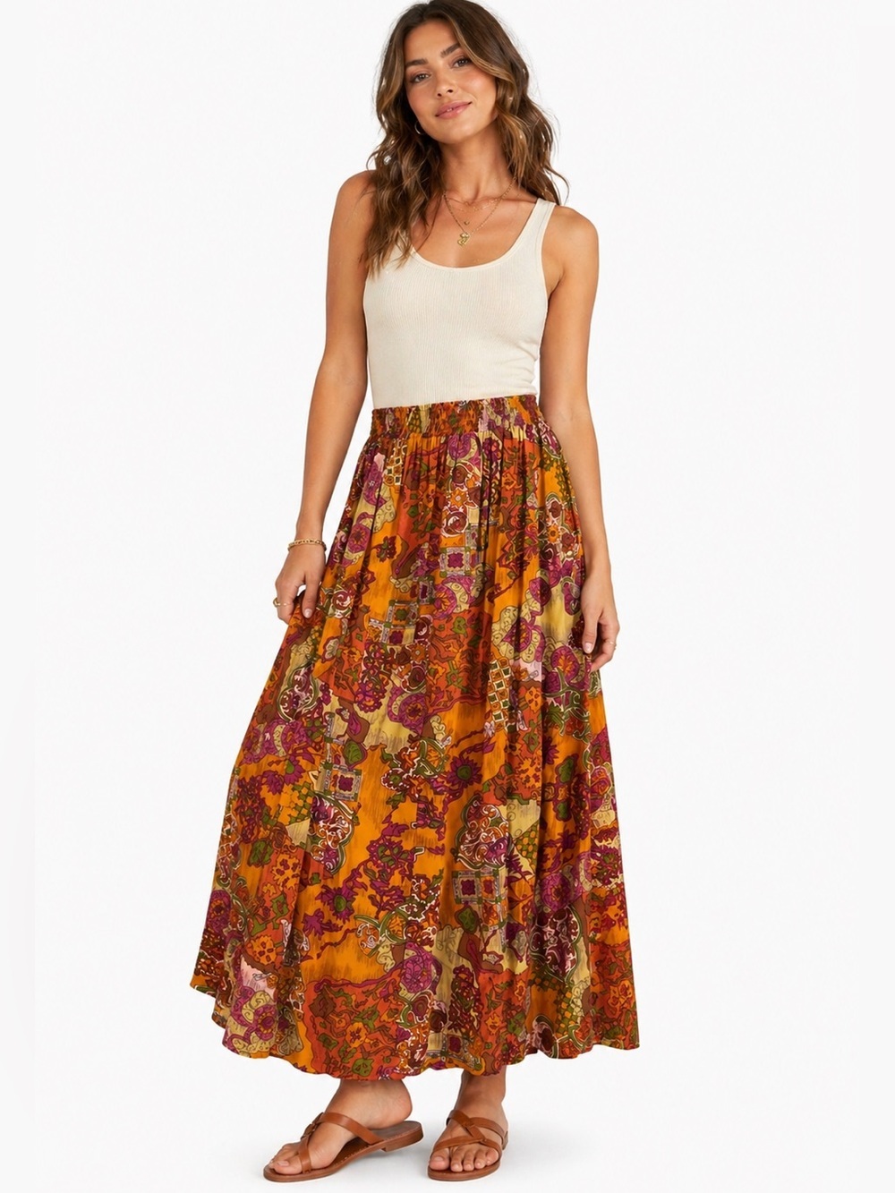 Vintage Susan Barry Paisley Midi Skirt Size 6 Boho Festival Rayon NWT